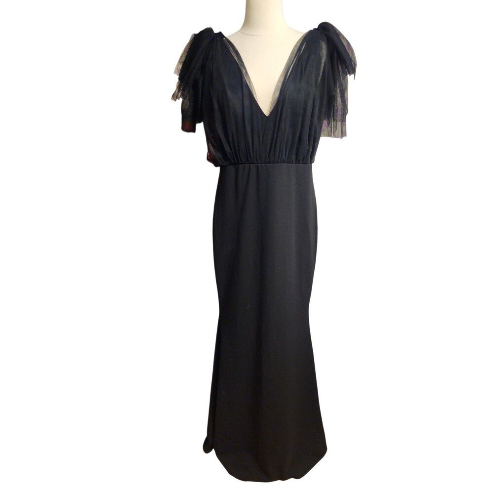 Lulus Maxi Mermaid Dress Womens XL Black Fairy Whimsigoth Ruffle Flutter Sleeve - Picture 2 of 9